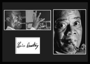 10種類!Louis Armstrong/ルイ・アームストロング/ジャズ/サッチモ/サインプリント&証明書付きフレーム/BW/モノクロ/ディスプレイ(6-3W)