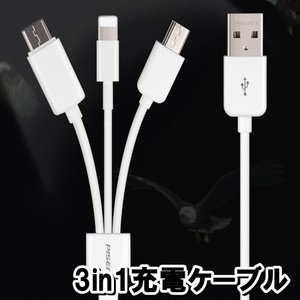 3in1　usbケーブル 充電ケーブル ライトニングケーブル USB Type-C　micro