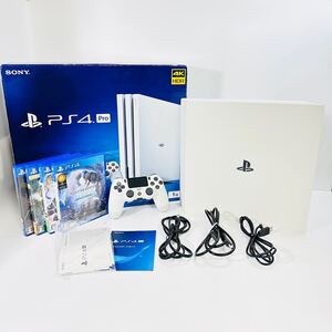 1円〜　PlayStation4 Pro CUH-7200B SONY PS4 プレステ4 ソニー ホワイト　4タイトル　ソフト付き