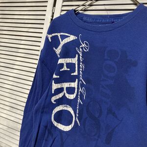 ATHE 1スタ 青 サーマル 長袖 Tシャツ ロンT エアロ AERO シンプル 90s 00s ビンテージ アメリカ 古着 ベール 卸 仕入れ