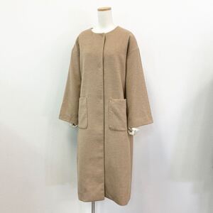 Gk6 NATURAL BEAUTY BASIC ナチュラルビューティーベーシック アウター ロングコート ノーカラーコート ウールコート レディース 女性服 M