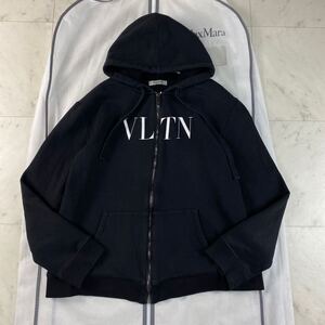 希少Lサイズ◎VALENTINO ヴァレンティノ VLTVロゴ ジップアップパーカー フード 現行タグ 近年モデル ブラック 黒 メンズ 紳士服 