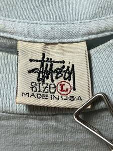 80s 90s OLD STUSSY ロゴプリント Tシャツ ブルー L USA製 白タグ ヴィンテージ ステューシー オールドスケート アーカイブ