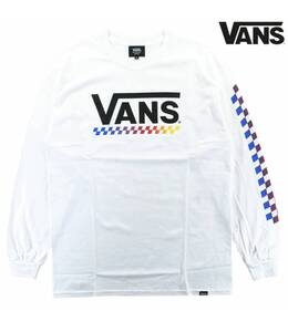 新品 VANS バンズ Grad Check LONG-SLEEVE T-Shirts ロゴ チェッカー プリント 長袖 Tシャツ 白 M CALIFORNIA ロンT