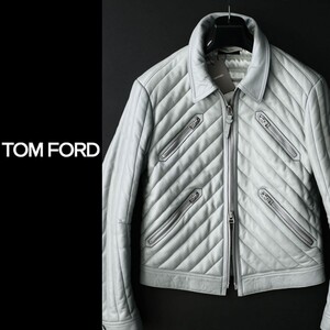 dr034●TOM FORDトムフォード●代表作●うっとり本革ラムレザーライダースジャケット●50