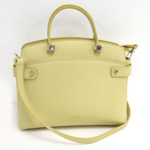 【中古】FURLA 2WAY ショルダーバッグ ハンドバッグ PVC イエロー