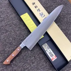 ★新品★義弘はがね鍛造牛刀包丁330mm口金付ミックス合板柄両刃仕様