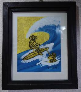 【送料無料】Painting Monkey Surfer with Mermaid Bali Survenier【日本郵便発送】