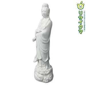 【中古】M▽水月観音 立像 白磁 仏像 (38117)