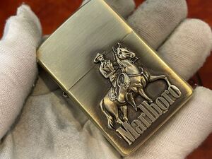 1円 ZIPPO ライター マルボロ Marlboroジッポ Zippoオイルライター真鍮製 中古品 喫煙グッズ ジッポー 火花確認済R657114