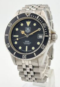 【タグホイヤー　１円～】　「TAGHEUER」 　980.013N プロフェッショナル　1000 デイト　黒文字盤　腕時計　メンズ　U12T721