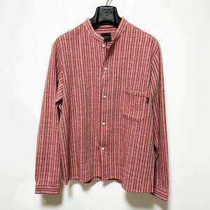 新品 RATS ラッツ スタンドカラーストライプシャツ 長袖 定価27,280円 M 送料210円〜 STAND COLLAR STRIPE SHIRT メンズ タグつき 赤系