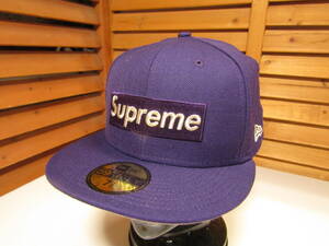 M1△789【Supreme × NEW ERA シュプリーム ニューエラ】20ss ＄1M METALIC BOX LOGO CAP パープル 7 1/2 59.6cm