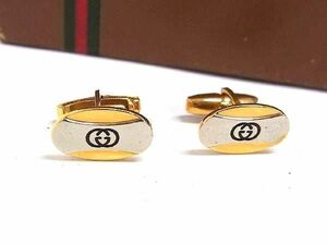 1円 ■美品■ GUCCI グッチ ヴィンテージ カフスボタン カフリンクス アクセサリー メンズ ゴールド系×シルバー系 AY4290