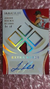 送込即決 10枚限定 2020 Panini Immaculate Collection Extra Bases Autograph Relics Gold EB-JH Jordan Hicks ジョーダンヒックス サイン