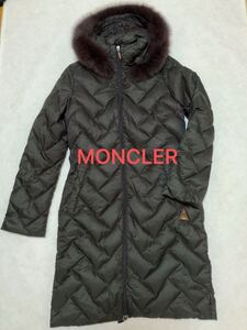 モンクレール　MONCLER ダウンコート　高級茶タグ　ファー付き　美品　フード付き　サイズ0 モスグリーン