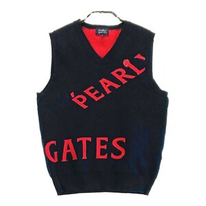 【1円】PEARLY GATES パーリーゲイツ 2022年モデル Vネック ニットベスト ネイビー系 0 [240101237173]