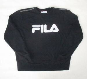  フィラ　FILA　スウェットトレーナー　ロゴ　メンズL　スポーツウェア　ブラック　黒　古着