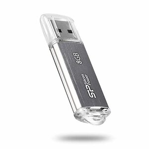 シリコンパワー USBメモリ 8GB USB3.0 Gen1 (USB3.2 / USB3.1) アルミボディ フラッシュドライブ シルバー S