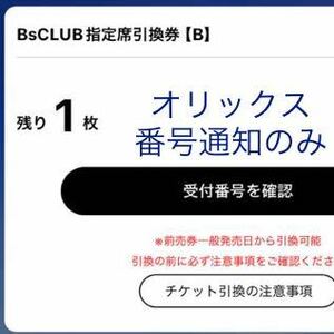 オリックス バファローズ　指定席引換券 B