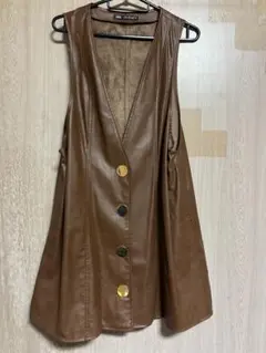 ZARA ノースリーブ レザーワンピース Sサイズ