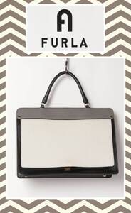 FURLA フルラ ハンドバッグ ショルダーバッグ ブラック ホワイト グレー 2way 入学式 卒園式 結婚式２次会 ビジネス 通勤バッグ