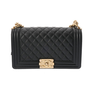 CHANEL シャネル ボーイシャネル チェーンショルダー 25cm ブラック A67086 レディース キャビアスキン ショルダーバッグ 新同 中古 銀蔵