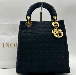 極美品 Christian Dior レディディオール カナージュ キルティング チャーム ハンドバッグ ブラック トートバッグ チャーム ゴールド金具