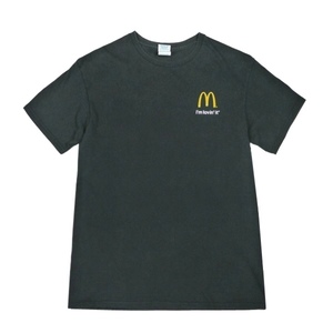 送料無料 ビンテージ マクドナルド アド ノベルティ ロゴ Tシャツ レア フェードブラック 墨黒 企業物 古着　00s Mcdonalds i