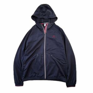 lecoqsportif/ルコックスポルティフ ゴルフ ロングスリーブパーカー 長袖 フーディ フルファスナー ロゴ 黒 メンズ M