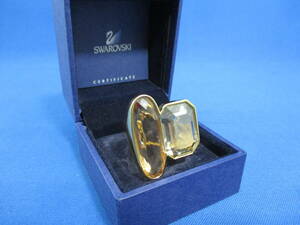 スワロフスキー Swarovski リング 指輪 刻印52 ゴールド系 元箱 「＃2218」