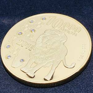 4-07 2015 野生動物　ライオン　ザンビア　記念硬貨 海外コイン コレクション　 量目28.8g