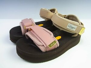 ◆未使用◆SUICOKE/スイコック×Drawer ドゥロワー 別注/22SS レザーストラップ 厚底サンダル◆23cm◆ピンクベージュ◆定価49,500円