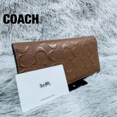 新品未使用‼️ COACH コーチ　シグネチャー　レザー　長財布　財布　ブラウン