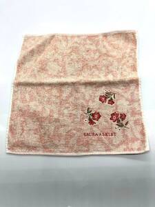 LAURA ASHLEY ローラアシュレイ タオルハンカチ 花柄 刺繍 ピンク系