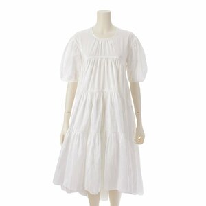 【セシリーバンセン】CecilieBahnsen　　パフスリーブ フレアワンピース ドレス ホワイト UK8 【中古】【正規品保証】191918