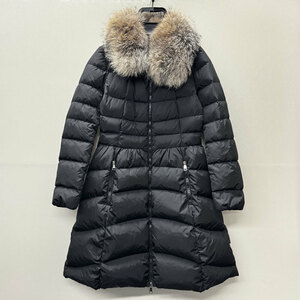 【T-1】中古　MONCLER モンクレール　ダウンコート　HIRONDELLE イロンデール　D20934934520　黒　ブルーフロストフォックス　1（M）