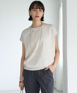 UNFILO（アンフィーロ）◆新品 【接触冷感/シワになりにくい】BEAUTY FORM フレンチスリーブTシャツ 定価4490円 オンワード樫山◆sizeＭ