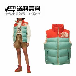 K365-M.. GUCCI × THE NORTH FACE グッチ ノースフェイス ダウン ベスト コラボ フード付 バイカラー ★ 3421