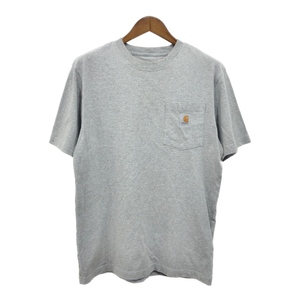 Carhartt カーハート ポケット 半袖Ｔシャツ ワンポイントロゴ ライトグレー (メンズ S) 中古 古着 Q9226