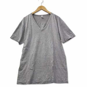 アメリカンアパレル American Apparel Vネック コットン Tシャツ L 杢グレー メンズ