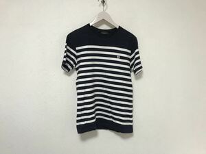 本物ブラックレーベルクレストブリッジBLACK LABELコットンボーダー柄半袖Tシャツメンズビジネススーツアメカジサーフ2M紺ネイビー