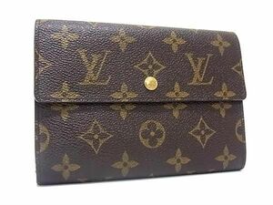 1円 LOUIS VUITTON ルイヴィトン M61202 モノグラム ポルトトレゾール エテュイ パピエ 三つ折り 財布 ウォレット ブラウン系 AX7229