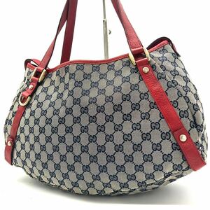 グッチ【美品】GUCCI トートバッグ アビー GG柄 ロゴ刻印 ゴールド金具 レザー 本革 キャンバス A4収納可 肩掛け可 メンズ レディース