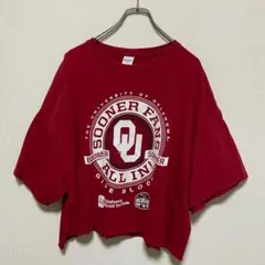 アメリカ古着　オクラホマ大学　切りっぱなし　カットオフ　半袖Tシャツ I1383