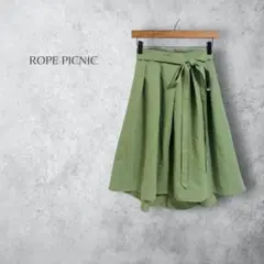 【ROPE PICNIC ロペピクニック】　ひざ丈　フレアスカート　腰リボン