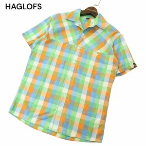 HAGLOFS ホグロフス 春夏 ポリ＆コットン★ 切替 半袖 チェック シャツ Sz.S　メンズ アウトドア　A4T08668_7#A