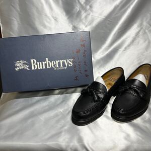 n75★美品★バーバリー/24cm/BURBERRY*メンズ/タッセルローファー/レザースリッポン/革靴/黒/ブラック/箱あり/記入あり/現状品