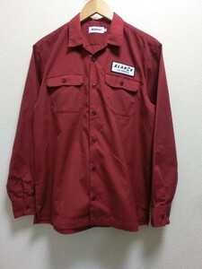 26▲a335【Mサイズ】USED美品　XLARGE　エクストララージ　コットン ポリエステル 長袖 ワーク シャツ　バーガンディ