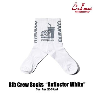 COOKMAN クックマン　ソックス 　Rib Crew Socks Reflector White リフレクター　ホワイト